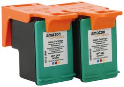 AmazonBasics - Cartuchos de tinta recargables equivalentes a Hewlett-Packard C8766EE (n.º 343), color cian, magenta y amarillo (2 unidades)