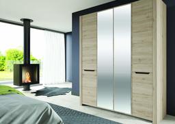 Amazon Brand - Movian Mira 4-Door Wardrobe with Mirrors, 181 x 207 x 58cm, Light Brown Oak-Effect