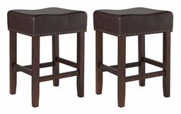 Amazon Brand – Ravenna Home Lisetta Nailedhead Saddle Counter Stool, 15.75