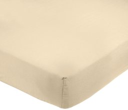 AmazonBasics 400TC Cotton Sateen Wrinkle Free Fitted Sheet Beige 140 x 200 x 30 cm