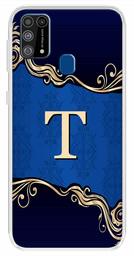 Amazon Brand - Solimo Designer Multicolor Blue Pattern Alphabet-T Printed Soft Back Case Mobile Cover for Samsung Galaxy M31