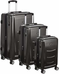 AmazonBasics 3 Piece Hard Shell Luggage Spinner Suitcase Set - Slate Grey