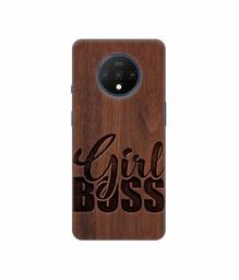 Amazon Brand - Solimo Designer Girl Boss On Wood 3D Printed Hard Back Case Mobile Cover for OnePlus 7T