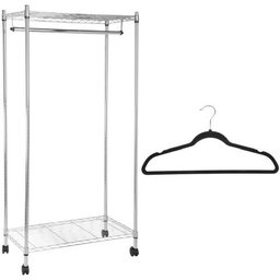 AmazonBasics Garment Rack and Velvet Suit Hangers (30-Pack)