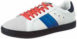 Amazon Brand - Inkast Denim Co. Men's White/Blue PU Sneakers-7 UK (41 EU) (8 US) (AZ-IK-011)