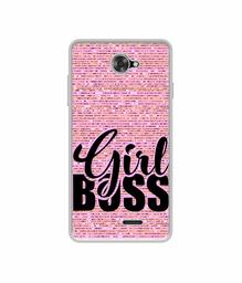 Amazon Brand - Solimo Designer Girl Boss On Pink Sparkle UV Printed Soft Back Case Mobile Cover for Panasonic P71