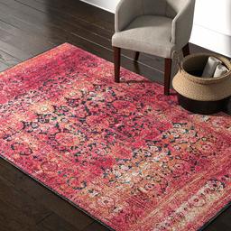 Amazon Brand – Rivet Vibrant Medallion Rug, 5' x 8', Pink