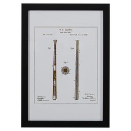 Amazon Brand – Stone & Beam Modern Gold Print of 1885 Baseball Bat Patent, White Frame, 15