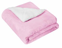 AmazonBasics Kids Ultra-Soft Micromink Sherpa Blanket - Twin, Prim Pink