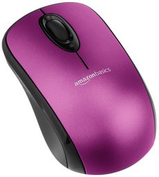 AmazonBasics Wireless Computer Mouse with USB Nano Receiver – Purple