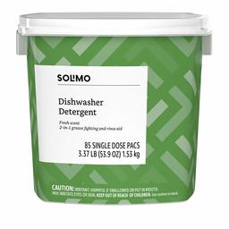 Paquete de detergente para lavavajillas Solimo de la marca Amazon 842379149467, 85 Count, 1