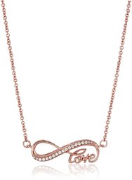 Rose Gold Plated 925 Sterling Silver AAA Cubic Zirconia Infinity Love Pendant Necklace, 18