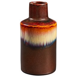 Amazon Brand – Stone & Beam Modern Ombre Stoneware Home Decor Flower Vase - 8 Inch, Dark Brown Red White