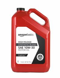 AmazonBasics High Mileage Motor Oil, Synthetic Blend, 10W-30, 5 Quart