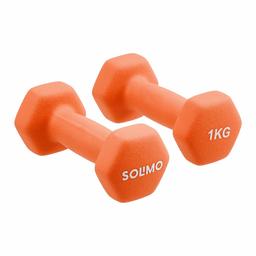 Amazon Brand - Solimo Neoprene Dumbbell 1kg, Set of 2 (Orange)