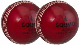 Amazon Brand - Solimo Leather Cricket Ball, 2 Piece, Red, Set of 2