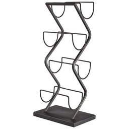 Amazon Brand – Rivet Contemporary Decorative Curved Metal Countertop Standing Wine Racks - 22 x 10 x 7 Inches, Black