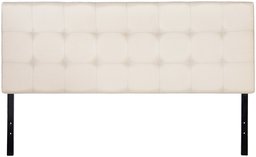 AmazonBasics Faux Linen Upholstered Tufted Headboard - King, Beige