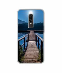 Amazon Brand - Solimo Designer Wooden Beach UV Printed Soft Back Case Mobile Cover for OnePlus 6