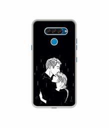 Amazon Brand - Solimo Designer Couples Standing in Rain UV Printed Soft Back Case Mobile Cover for LG Q60