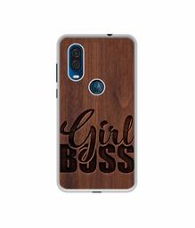 Amazon Brand - Solimo Designer Girl Boss On Wood UV Printed Soft Back Case Mobile Cover for Motorola One Vision