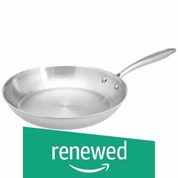 (Renewed) Amazon Brand - Solimo Stainless Steel Frypan, 26 cm, Silver