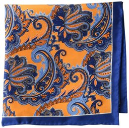 Buttoned Down 100% Silk Pocket Square handkerchiefs, orange paisley, One Size