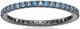 Amazon CollectionBlack-plated color plata de ley Circonita de Swarovski anillo de apilamiento