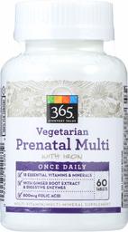 365 Everyday Value, Vegetarian Prenatal Multi with Iron, 60 ct