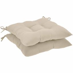 Amazon Basics Tufted Outdoor Square Seat Patio Cushion - Pack of 2, Khaki