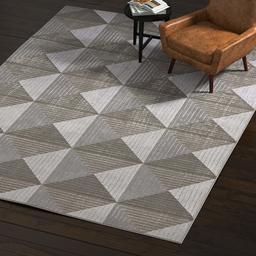 Amazon Brand – Rivet Contemporary Area Rug, 8 x 11 Foot, Grey and Taupe