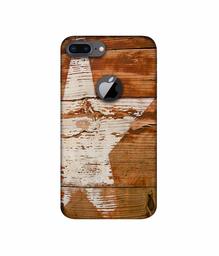 Amazon Brand - Solimo Designer Star Impression On Wood 3D Printed Hard Back Case Mobile Cover for Apple iPhone 8 Plus (with Logo Cut)