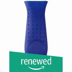 (Renewed) AmazonBasics Silicone Hot Skillet Handle Cover Holder, Blue