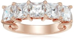 Rose-Gold-Plated Sterling Silver Princess-Cut 5-Stone Ring made with Swarovski Zirconia (3 cttw), Size 7