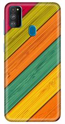 Amazon Brand - Solimo Designer Colorful Wooden Pattern 3D Printed Hard Back Case Mobile Cover for Samsung Galaxy M21 / M30s