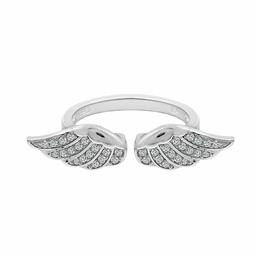 [Find] Amazon Collection Platinum Plated Sterling siruba-raundokattokyu-bikkuzirukonia 2 Wings Ring, Size 14 