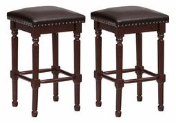 Amazon Brand – Ravenna Home Ferris Nailhead Detailed Wood Counter Stool, 26.75