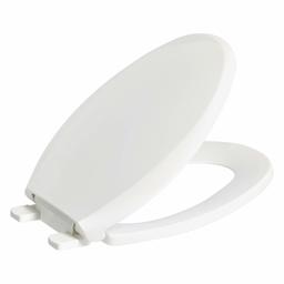 AmazonBasics Quick-Install Soft-Close Toilet Seat, Elongated, White, 1-Pack