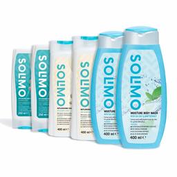 Amazon Brand - Solimo - Shampoo, Conditioner & Shower Gel - Pack of 6 (2 x Shampoo for Volume and Shine, 2 x Conditioner for Volume and Shine, 2 x Sea Salt and Mint Extract)