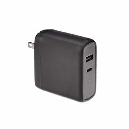 AmazonBasics 68W Two-Port GaN Wall Charger with 1 USB-C Port (50W) and 1 USB-A Port (18W) for Laptops, Tablets and Phones with Power Delivery - Black