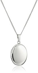 Sterling Silver Polished Oval Locket Necklace, 16