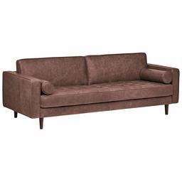 Amazon Brand – Rivet Aiden Mid-Century Leather Sofa with Tapered Wood Legs, 87