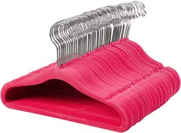 AmazonBasics Kids Velvet Hangers, 50-Pack, Pink