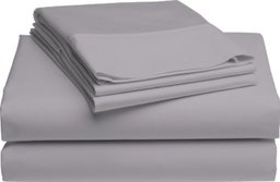 Pike Street 1220-Thread Count Egyptian Cotton Single-Ply Sateen Queen Sheet Set, Grey