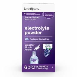 Amazon Basic Care Grape Electrolyte Powder Packets, 6 Packets