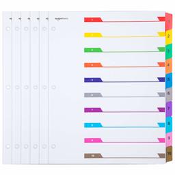 Amazonbasics Classic Customizable Table of Contents 10 Tab Dividers, White, 6/Pack