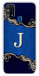 Amazon Brand - Solimo Designer Multicolor Blue Pattern Alphabet-J Printed Soft Back Case Mobile Cover for Samsung Galaxy M31