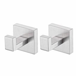 Eono Essentials - Perchas para colgar toallas y albornoces en la pared del cuarto de baño, acero inoxidable SUS304 con acabado cepillado, paquete de 2 unidades (A22560-2-P2)