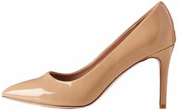 Amazon Brand - find. Wide Fit Point Court Shoe Closed Toe Heels, Beige), US 6.5