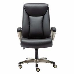 AmazonBasics Bonded Leather Big & Tall Executive Office Computer Desk Chair, 350-Pound Capacity - Black